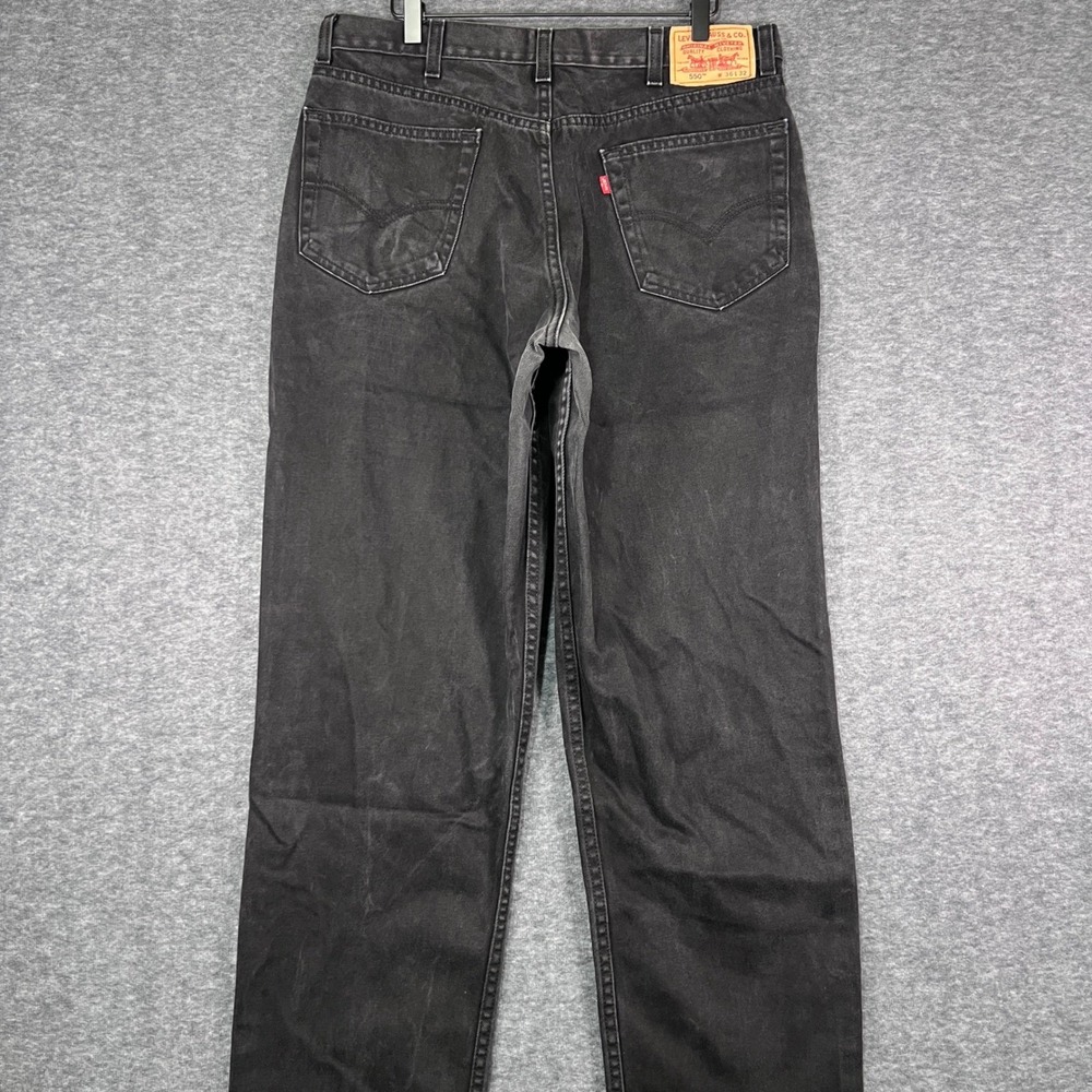 Vintage Y2K Levis 550 Relaxed Fit Mens‎ Black Jeans Faded Denim 36x32 Cotton